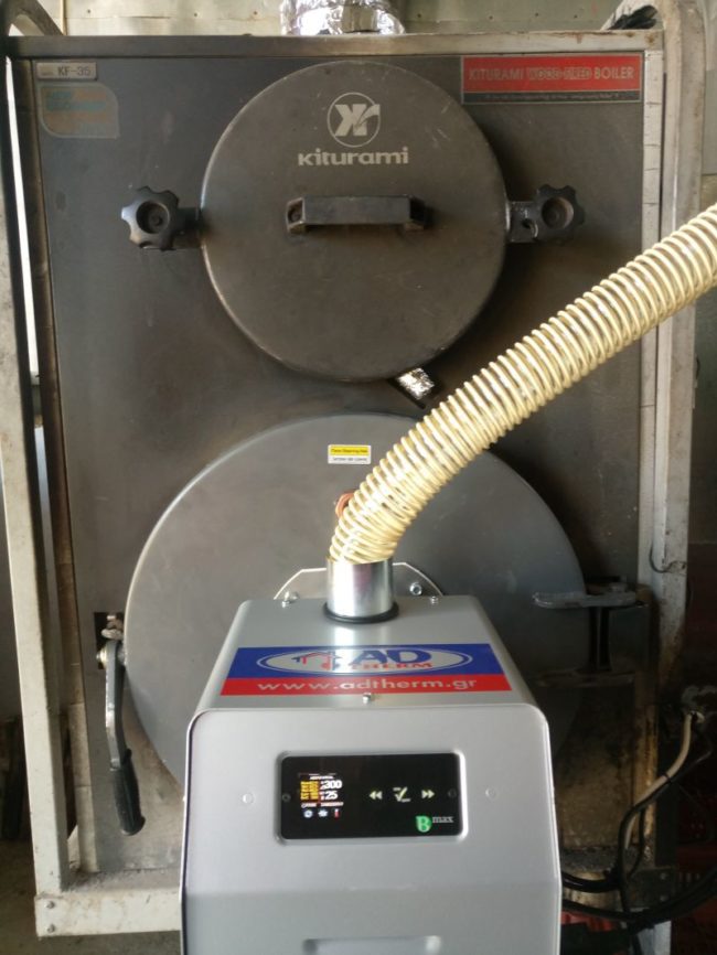 Μετατροπή ξυλολέβητα Kiturami σε πελλετ με τον καυστήρα Bmix Digital στο Κρυονέρι
