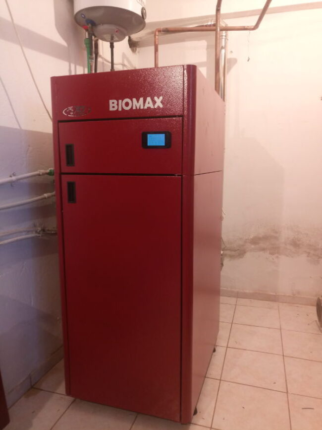 Λέβητας Ατομική Μονάδα Πελλετ BIOMAX 30kw σε κατοικία 140τ.μ. στα Αλώνια Πιερίας